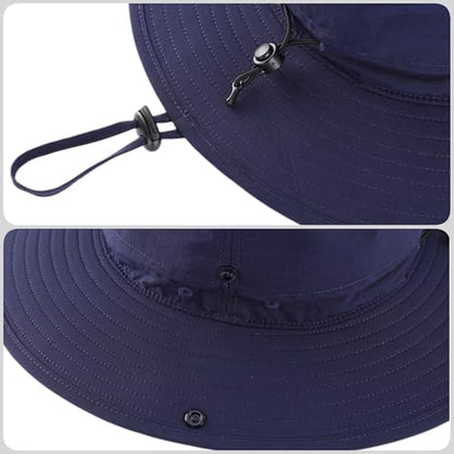 Connectyle Sun Hat for Men Women Outdoor UV Protection Safari Hat for Fishing Hiking Gardening Breathable Cowboy Hat UPF50 - color: Navy Blue