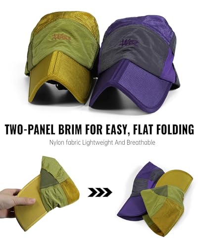 Clakllie Quick Dry 5 Panel Cap for Men Summer Folding Outdoor Hat Breathable Baseball Cap Unstructured Running Hiking Hats - color: Purple