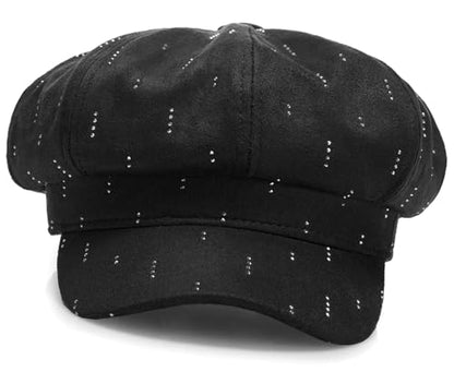 Newsboy Caps for Women Classic Beret Hats Autumn Winter Cap - color: D-black