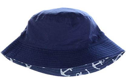 BYOS Unisex Trendy Reversible Lightweight Printed Bucket Hat Packable Outdoor - color: Anchor Dark Denim