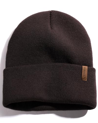 FURTALK Beanie for Men Women Cuffed Thick Knitted Winter Hat Skull Cap - color: Deep Coffee