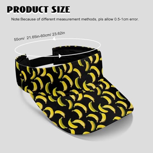 Cool Styles Sun Visor Hats 21.65~23.62 inches Adjustable Open-Top caps Quick-Dry Visor Cap - color: Bananas