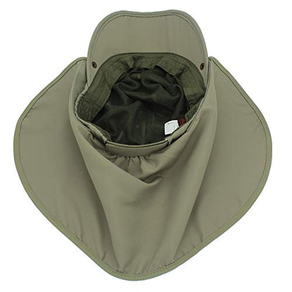 Hat with Neck Protection Detachable Multi-Purpose Summer Sun Hat Sun Protection Breathable Quick Dry UV Protection - color: Army Green, size: Large