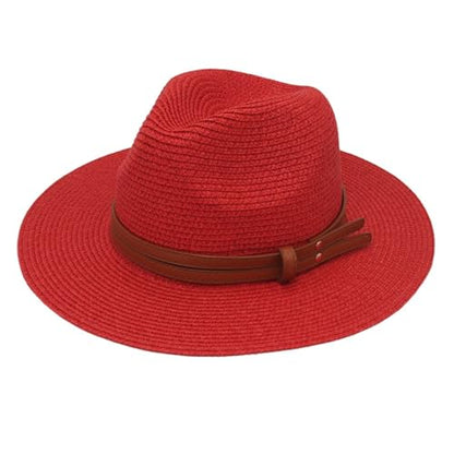 Sun Hat for Women Red Straw Summer Beach Sunhat Packable Foldable Wide Brim UPF 50+ UV Protection Bucket Garden hat