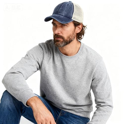 3 Pack Mesh Baseball Cap for Men & Women, Vintage Washed Cotton Distressed Trucker Hat with Mesh Back, Low Profile Unstructured Dad Cap