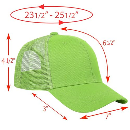 Falari Trucker Hat Baseball Cap Structured Plain Design 6 Panel, Adjustable Size - color: 1pk Light Green