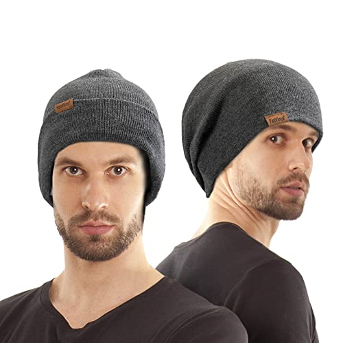 Beanie for Men Winter Thermal Cuffed Knit Hat Warm Gifts Womens Beanies - color: Dark Gray