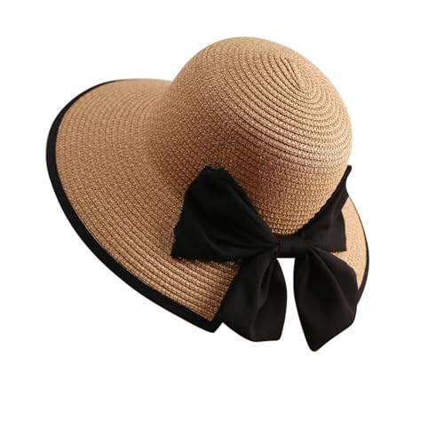 Womens Mens Wide Brim Straw Panama Hat Beach Sun Hat Summer Wide Brim Straw Roll up Hat Fisherman's UPF 50 - color: -Khaki