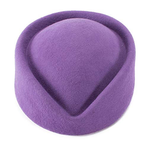 Lawliet Wool Stewardess Air Hostesses Pillbox Hat Millinery Teardrop Fascinator Base A040 - color: Purple