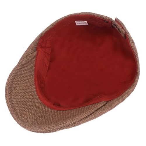 Katutude Unisex Newsboy Cap Cotton Linen Flat Cap Summer Driving Fishing Hunting Hat 2024 Trendy Adjustable Cabbie Beret Cap - color: Coffee