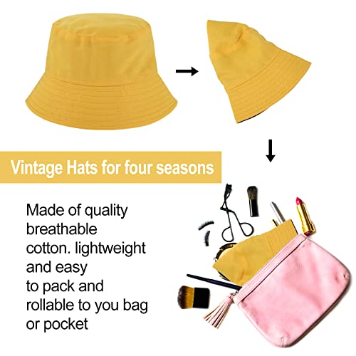 WLLHYF Bucket Hats, Reversible Cotton Sun Hat Foldable (Dual Color)