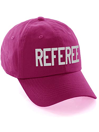 Classic Referee Hat Premium Cotton Low Profile Unstructured Adjustable Strapback - color: Hot Pink White
