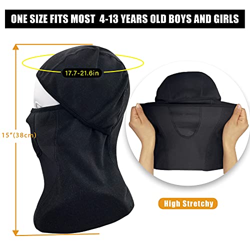 Breathable Kids Balaclava Ski Mask (2 Pack), Fleece Winter Face Mask for Cold Weather Boys Girls - Children Windproof Hat - color: Black + Pink