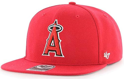 47 MLB Sure Shot Captain Hat Adjustable Structured 6-Panel Snapback Hat Cap, Adult One Size Fits All - color: Los Angeles Angels