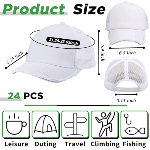 Suhine 24 Pcs Blank Trucker Hat Bulk,Unisex Baseball Cap - color: White