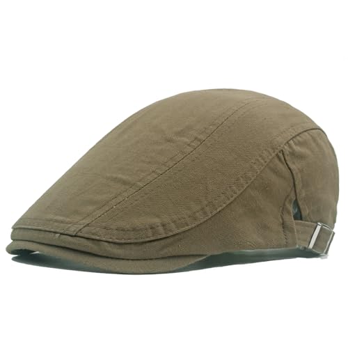 Quanhaigou Men's Cotton Flat Ivy Gatsby Newsboy Driving Hat Adjustable Irish Cabbie Ivy Driving Hunting Cap - color: Army Green