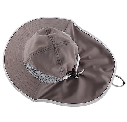 Connectyle Kids Sun Hat Adjustable Fishing Hat for Boys Grils Breathable UPF 50+ Protection Outdoor Beach Hat with Neck Flap - color: Deep Gray