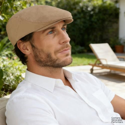 Classic Solid Flat Cap Newsboy Hats for Men Retro Cabbie Driving Adjustable - color: C04 Khaki With Mesh Lining