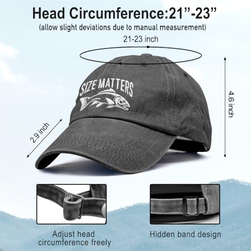 Embroidery Adjustable Classic Washed Distressed Baseball Hats, Funny Hats for Men Cat Dog Dad Fishing Father - color: Washed Black011
