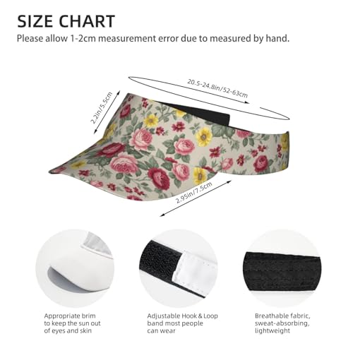 Sun Visor Hats Adjustable Open Top Sport Hat for Golf Women/Men - color: Elegant Flower