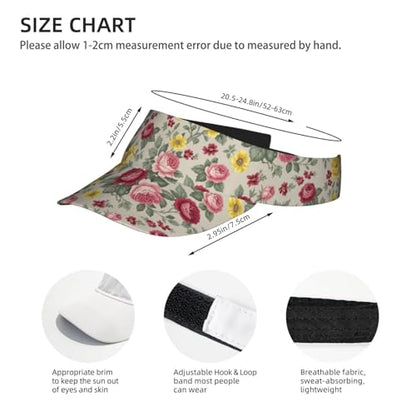 Sun Visor Hats Adjustable Open Top Sport Hat for Golf Women/Men - color: Elegant Flower