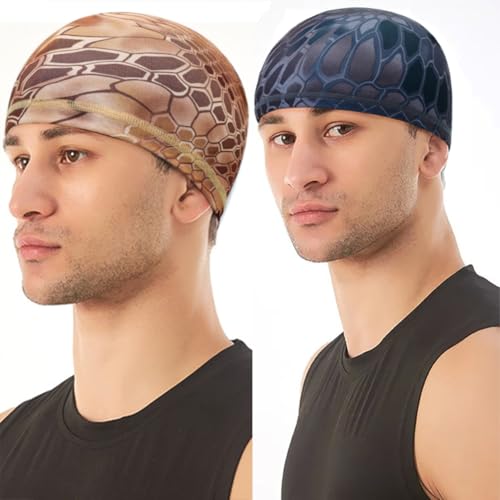 4 Pieces Skull Caps Running Cycling Beanie Hats Breathable Helmet Liner Sleep Hats for Men Women - color: N Navy Boa+brown Boa+green Boa+khaki Boa