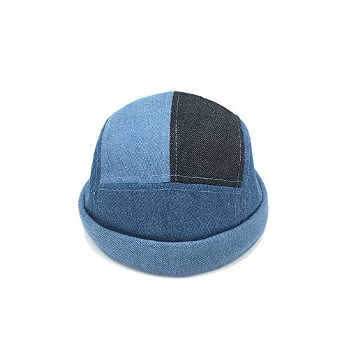 Vintage Old School Unisex Roll Cuff Brimless Sailor Docker Hat - color: 262-blue
