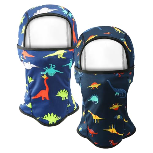 BAVST Toddler Boys Winter Balaclava Hat Windproof Kids Warm Ski Full Face Cover Baby Girls Cold Weather Snow Hat - color: A-navy+black Dinosaur, size: 2-8 Years