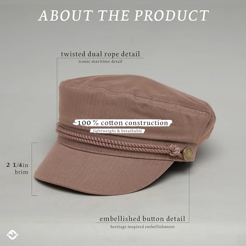 Funky Junque Greek Fisherman Newsboy Cap, Cotton Captains Bakerboy Hat - color: Brown