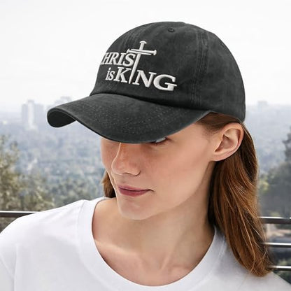 Man of God Husband Dad Embroidered Hat Camping Caps for Women - color: Christ is King 7