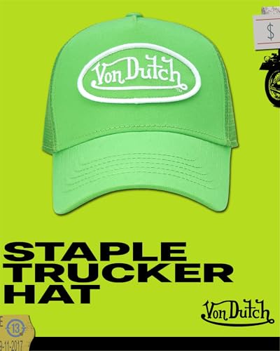 Von Dutch Unisex Trucker Hat - Retro Classic Solid Color Mesh Back Snapback Baseball Cap for Men & Women. - color: Bright Green