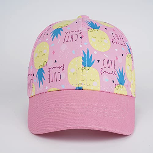 LANGZHEN Cotton Outdoor Toddler Girls Boys Plain Baseball Cap Baby Infant Structured Adjustable Hat for Kids Sun Hat - color: Pink Pineapple, size: Medium