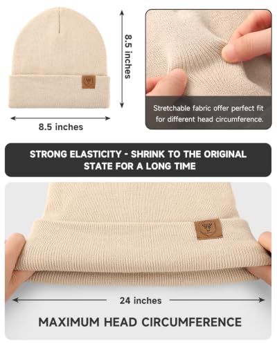 OZERO Mens Winter Hat, Fleece Lined Cuffed Beanie for Men and Women - color: Beige