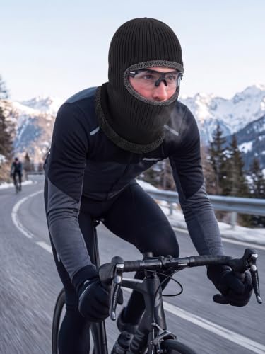 Blulu Ski Knitted Mask for Men,1 Hole - color: Black, size: Medium