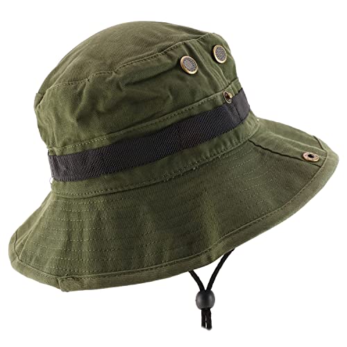Armycrew Military American Flag Hook and Loop Patch Boonie Cap with Chin Strap - color: Odg