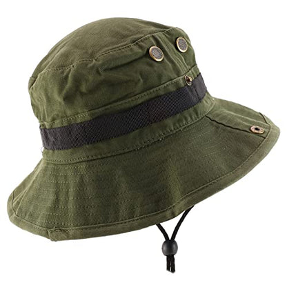 Armycrew Military American Flag Hook and Loop Patch Boonie Cap with Chin Strap - color: Odg