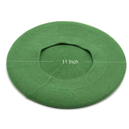 Wheebo Reversible Solid Color French Beret Hat for Women and Girls - color: Green
