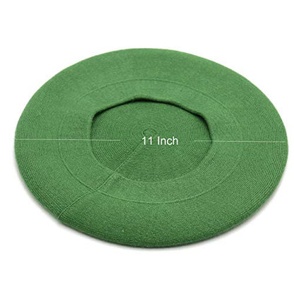 Wheebo Reversible Solid Color French Beret Hat for Women and Girls - color: Green