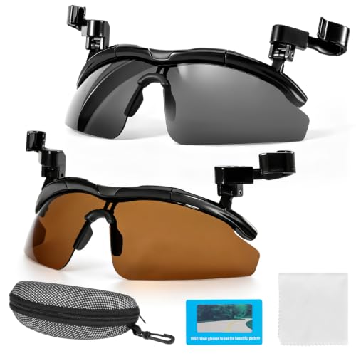 DEECOZY Outdoor Polarized Sunglasses, Fishing Cycling Traveling Flip Cover UV Protection Sunglasses That Can Clip on the Cap - color: Black+brown