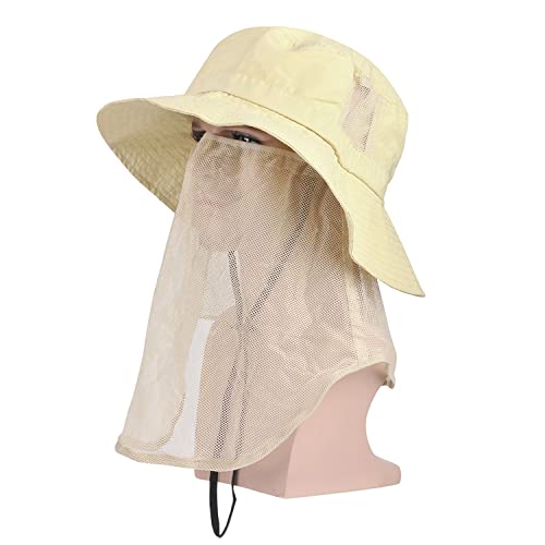 Tirrinia Wide Brim Sun Hat with Neck Flap for Men & Women - color: #2 Stone Mesh
