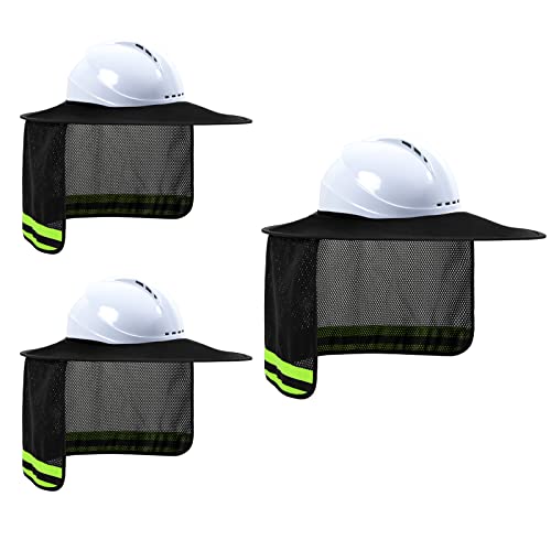Hard Hat Sun Shade, High Vis Sun Visor Shade, Full Brim, Black, 3PCS - color: 3 Packs Black