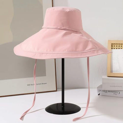 HUAMULAN Women Wide Brim Reversible Sun Hat Summer Beach Fishing Bucket - color: Pink