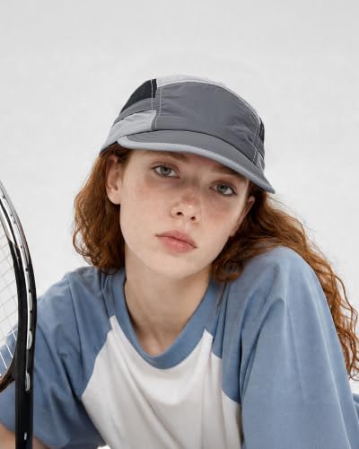 Croogo Short Brim 5 Panel Baseball Cap Mesh Quick Drying Sports Hat for Men - color: Gray