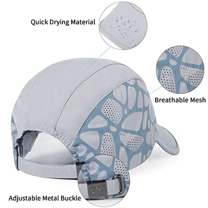 Running Hat Mesh Quick Dry Hat Baseball Cap for Women Men - color: Light Grey