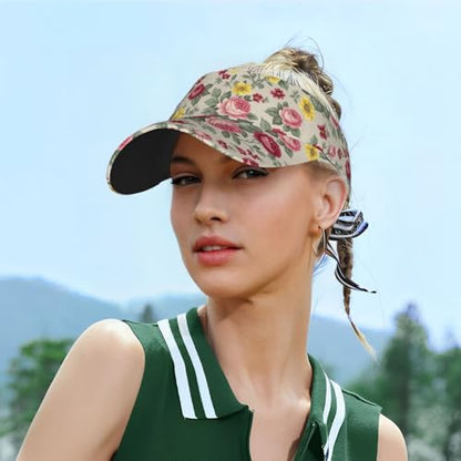 Sun Visor Hats Adjustable Open Top Sport Hat for Golf Women/Men - color: Elegant Flower