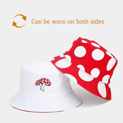 Unisex Bucket Hat Beach Sun Hat Aesthetic Fishing Hat for Men Women Teens, Reversible Double-Side-Wear - color: Boho Bohemian Mushroom