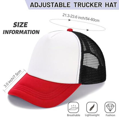 Ultrafun 10 Pack Trucker Hat Mesh Sublimation Blank Hats Adjustable Baseball Caps Hats for Men Women - color: Red Black White
