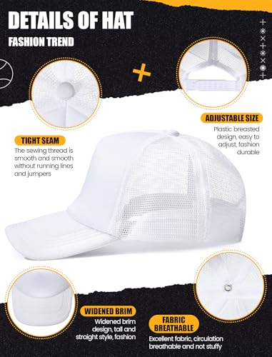 Tarpop 10 Pcs Sublimation Blank Trucker Hats Bulk - color: White