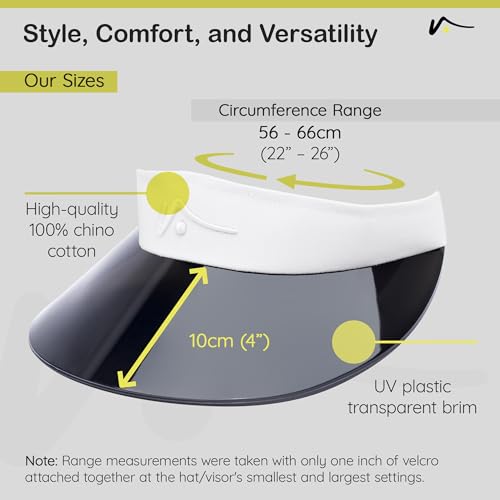VISTO Transparent Brim Wide Brim Visor for Women - Obstruction Free Visibility, No Glare & Complete UV Sun Protection - color: White