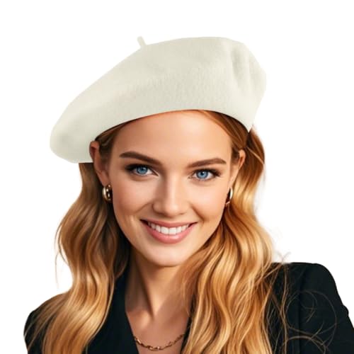 French Wool Beret Hats for Women Man - color: White